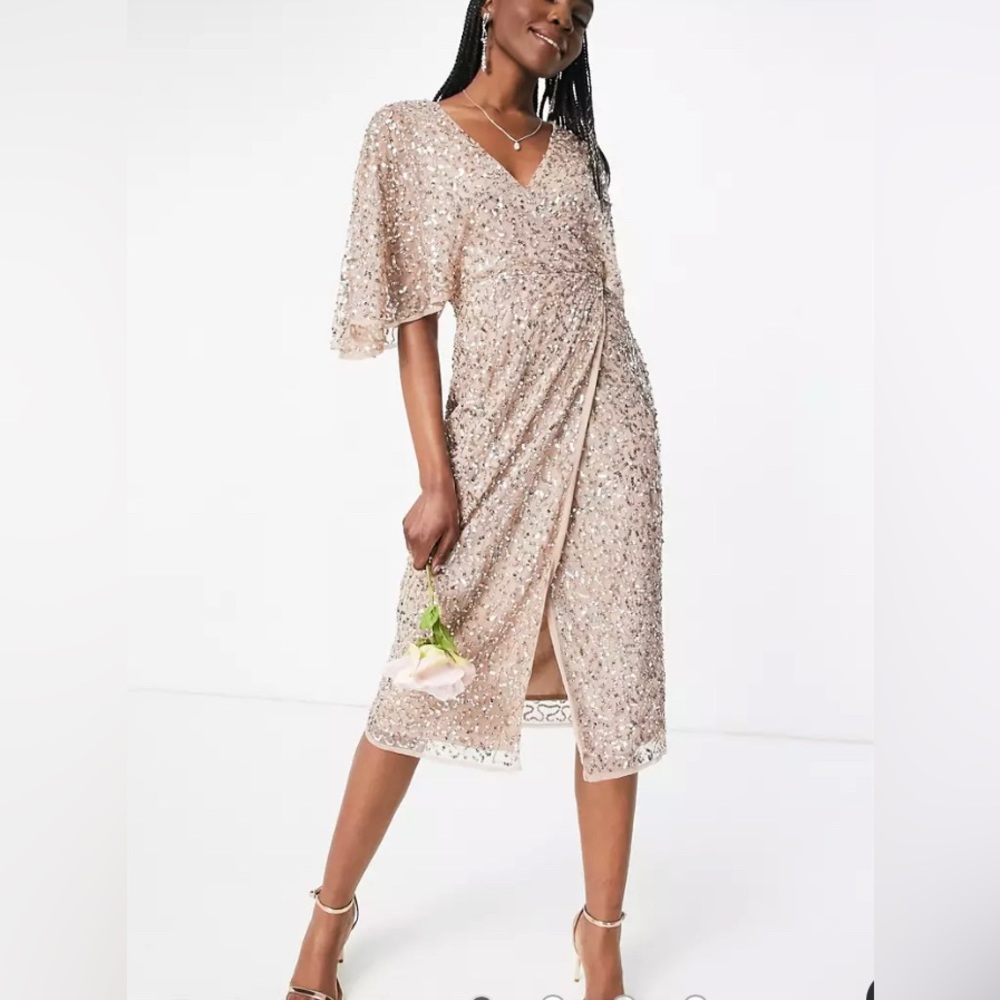 #243 MAYA Sequin Faux Wrap Dress Size 2